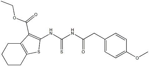 ethyl 2-[({[(4-methoxyphenyl)acetyl]amino}carbonothioyl)amino]-4,5,6,7-tetrahydro-1-benzothiophene-3-carboxylate Structure