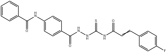 N-(4-{[2-({[3-(4-fluorophenyl)acryloyl]amino}carbonothioyl)hydrazino]carbonyl}phenyl)benzamide 구조식 이미지