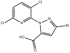 1H-Pyrazole-5-carboxylic acid, 3-bromo-1-(3,6-dichloro-2-pyridinyl)- 구조식 이미지