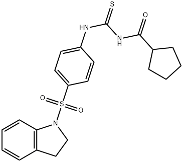 N-({[4-(2,3-dihydro-1H-indol-1-ylsulfonyl)phenyl]amino}carbonothioyl)cyclopentanecarboxamide 구조식 이미지