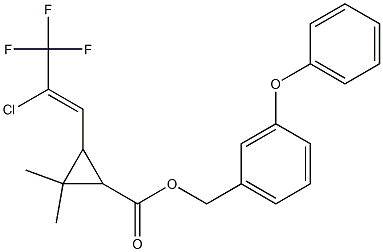 Cyclopropanecarboxylic acid,3-(2-chloro-3,3,3-trifluoro-1-propen-1-yl)-2,2-dimethyl-,(3-phenoxyphenyl)methyl ester 구조식 이미지