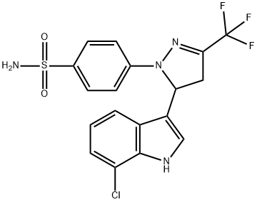 1-(4-Sulfamylphenyl)-3-trifluoromethyl-5-(7-chloroindol-3-yl)-2-pyrazoline Structure