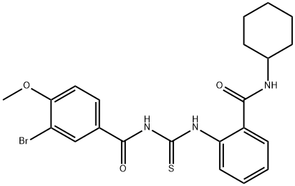 3-bromo-N-[({2-[(cyclohexylamino)carbonyl]phenyl}amino)carbonothioyl]-4-methoxybenzamide 구조식 이미지