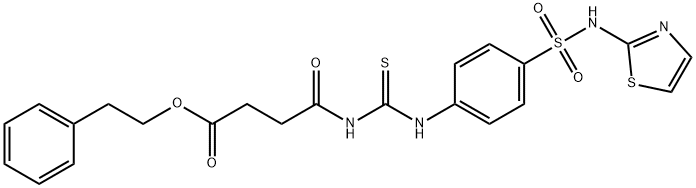 2-phenylethyl 4-oxo-4-{[({4-[(1,3-thiazol-2-ylamino)sulfonyl]phenyl}amino)carbonothioyl]amino}butanoate Structure