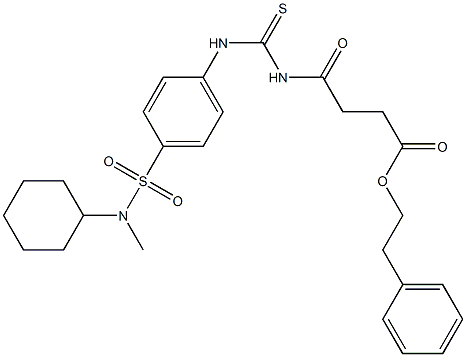 2-phenylethyl 4-({[(4-{[cyclohexyl(methyl)amino]sulfonyl}phenyl)amino]carbonothioyl}amino)-4-oxobutanoate Structure