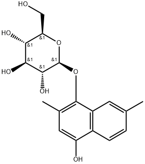 2,7-Dimethyl-1,4-dihydroxynaphthalene 1-O-glucoside Structure