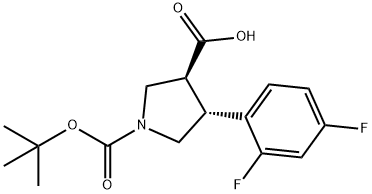 trans-1-(tert-butoxycarbonyl)-4-(2,4-difluorophenyl)pyrrolidine-3-carboxylic acid Structure