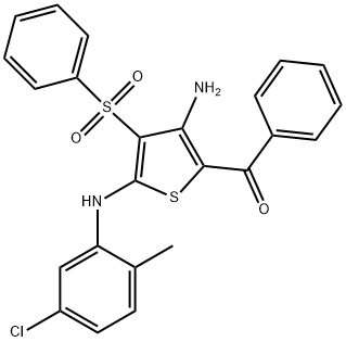 [3-amino-4-(benzenesulfonyl)-5-(5-chloro-2-methylanilino)thiophen-2-yl]-phenylmethanone Structure