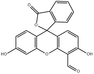 3',6'-dihydroxy-3-oxo-3H-spiro[isobenzofuran-1,9'-xanthene]-4'-carbaldehyde Structure