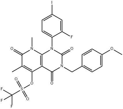 1-(2-fluoro-4-iodophenyl)-3-(4-methoxybenzyl)-6,8-dimethyl-2,4,7-trioxo-1,2,3,4,7,8-hexahydropyrido[2,3-d]pyrimidin-5-yl trifluoromethanesulfonate Structure