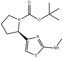 (R)-Tert-Butyl 2-(2-(Methylamino)Thiazol-4-Yl)Pyrrolidine-1-Carboxylate 구조식 이미지