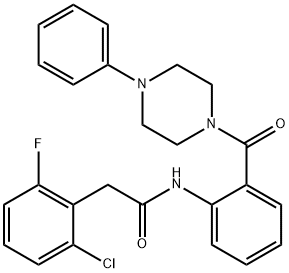 2-(2-chloro-6-fluorophenyl)-N-[2-(4-phenylpiperazine-1-carbonyl)phenyl]acetamide Structure