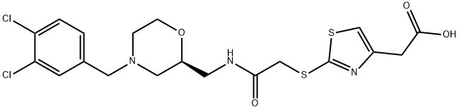 4-Thiazoleacetic acid, 2-[[2-[[[(2S)-4-[(3,4-dichlorophenyl)methyl]-2-morpholinyl]methyl]amino]-2-oxoethyl]thio]- 구조식 이미지