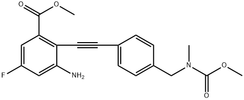 methyl 3-amino-5-fluoro-2-((4-(((methoxycarbonyl)(methyl)amino)methyl)phenyl)ethynyl)benzoate Structure