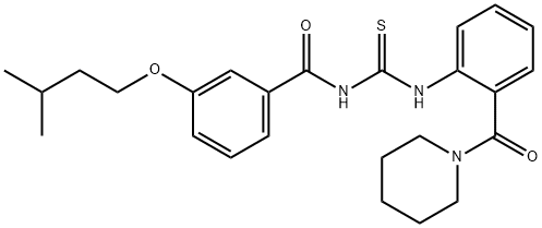 3-(3-methylbutoxy)-N-({[2-(1-piperidinylcarbonyl)phenyl]amino}carbonothioyl)benzamide 구조식 이미지