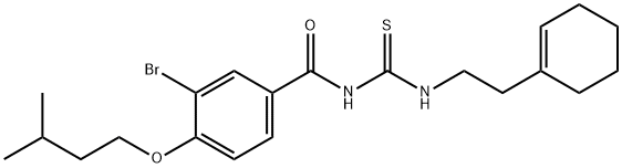 3-bromo-N-({[2-(1-cyclohexen-1-yl)ethyl]amino}carbonothioyl)-4-(3-methylbutoxy)benzamide 구조식 이미지