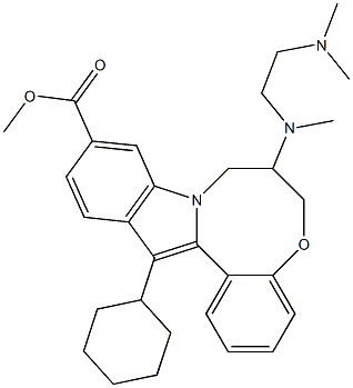 methyl 14-cyclohexyl-7-((2-(dimethylamino)ethyl)(methyl)amino)-7,8-dihydro-6H-benzo[2,3][1,5]oxazocino[5,4-a]indole-11-carboxylate Structure
