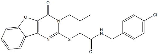 N-[(4-chlorophenyl)methyl]-2-[(4-oxo-3-propyl-[1]benzofuro[3,2-d]pyrimidin-2-yl)sulfanyl]acetamide Structure