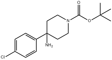 tert-Butyl 4-amino-4-(4-chlorophenyl)piperidine-1-carboxylate 구조식 이미지