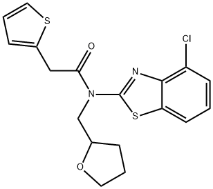 N-(4-chloro-1,3-benzothiazol-2-yl)-N-(oxolan-2-ylmethyl)-2-thiophen-2-ylacetamide Structure