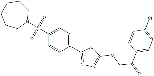 2-[[5-[4-(azepan-1-ylsulfonyl)phenyl]-1,3,4-oxadiazol-2-yl]sulfanyl]-1-(4-chlorophenyl)ethanone 구조식 이미지