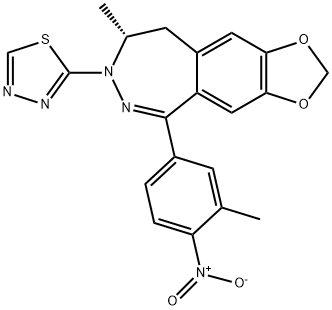 (+)-5-(4-amino-3-methylphenyl)-7-(2-thiazolyl)-8,9-dihydro-7H-1,3-dioxolo-[4,5-h][2,3]benzodiazepine 구조식 이미지