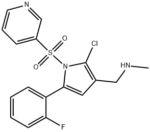 1-(2-chloro-5-(2-fluorophenyl)-1-(pyridin-3-ylsulfonyl)-1H-pyrrol-3-yl)-N-methylmethanamine Structure