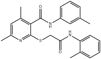 4,6-dimethyl-2-[2-(2-methylanilino)-2-oxoethyl]sulfanyl-N-(3-methylphenyl)pyridine-3-carboxamide Structure