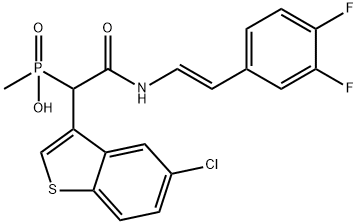 Phosphinic acid, P-[1-(5-chlorobenzo[b]thien-3-yl)-2-[[(1E)-2-(3,4-difluorophenyl)ethenyl]amino]-2-oxoethyl]-P-methyl- Structure