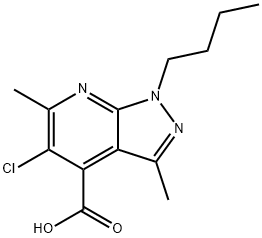 1-Butyl-5-chloro-3,6-dimethyl-1H-pyrazolo[3,4-b]pyridine-4-carboxylic acid 구조식 이미지