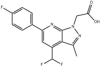 2-[4-(Difluoromethyl)-6-(4-fluorophenyl)-3-methyl-pyrazolo[3,4-b]pyridin-1-yl]acetic acid 구조식 이미지