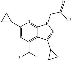 2-[3,6-Dicyclopropyl-4-(difluoromethyl)pyrazolo[3,4-b]pyridin-1-yl]acetic acid Structure