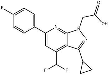 2-[3-Cyclopropyl-4-(difluoromethyl)-6-(4-fluorophenyl)pyrazolo[3,4-b]pyridin-1-yl]acetic acid Structure