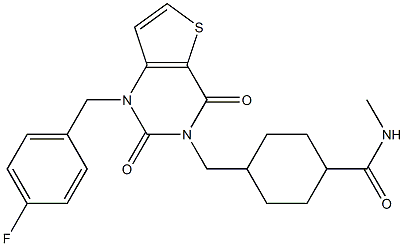 4-[[1-[(4-fluorophenyl)methyl]-2,4-dioxothieno[3,2-d]pyrimidin-3-yl]methyl]-N-methylcyclohexane-1-carboxamide Structure