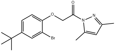 1-[(2-bromo-4-tert-butylphenoxy)acetyl]-3,5-dimethyl-1H-pyrazole 구조식 이미지