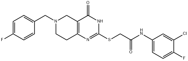 N-(3-chloro-4-fluorophenyl)-2-[[6-[(4-fluorophenyl)methyl]-4-oxo-1,5,7,8-tetrahydropyrido[4,3-d]pyrimidin-2-yl]sulfanyl]acetamide Structure