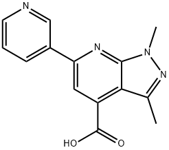 1,3-Dimethyl-6-(3-pyridyl)pyrazolo[3,4-b]pyridine-4-carboxylic acid 구조식 이미지