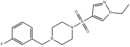 1-[(1-ethyl-1H-pyrazol-4-yl)sulfonyl]-4-(3-fluorobenzyl)piperazine 구조식 이미지