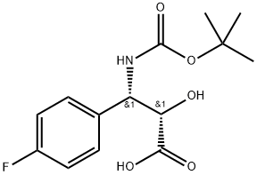 N-(Tert-Butoxy)Carbonyl (2S,3S)-3-Amino-3-(4-fluoro-phenyl)-2-hydroxypropionic acid 구조식 이미지