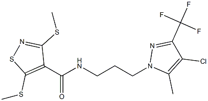 N-[3-[4-chloro-5-methyl-3-(trifluoromethyl)pyrazol-1-yl]propyl]-3,5-bis(methylsulfanyl)-1,2-thiazole-4-carboxamide Structure