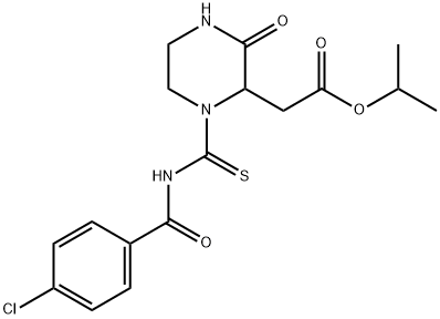 isopropyl (1-{[(4-chlorobenzoyl)amino]carbonothioyl}-3-oxo-2-piperazinyl)acetate 구조식 이미지