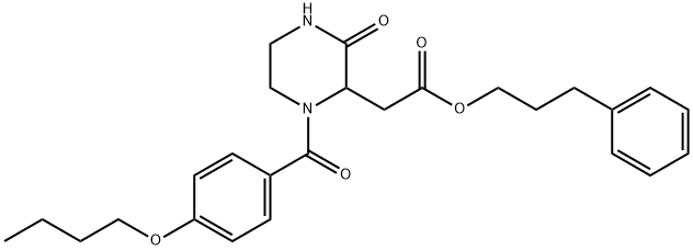 3-phenylpropyl [1-(4-butoxybenzoyl)-3-oxo-2-piperazinyl]acetate 구조식 이미지