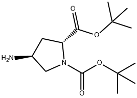 1,2-Pyrrolidinedicarboxylic acid, 4-amino-, 1,2-bis(1,1-dimethylethyl) ester, (2R,4S)- Structure