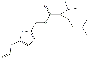 Cyclopropanecarboxylicacid, 2,2-dimethyl-3-(2-methyl-1-propen-1-yl)-,[5-(2-propen-1-yl)-2-furanyl]methyl ester 구조식 이미지