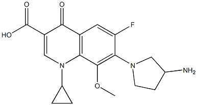 3-Quinolinecarboxylicacid,7-(3-amino-1-pyrrolidinyl)-1-cyclopropyl-6-fluoro-1,4-dihydro-8-methoxy-4-oxo- Structure