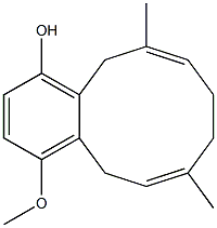 1-Benzocyclodecenol,5,8,9,12-tetrahydro-4-methoxy-7,11-dimethyl-, (6E,10Z)- Structure