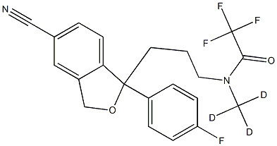 N-[3-[5-cyano-1-(4-fluorophenyl)-3H-2-benzofuran-1-yl]propyl]-2,2,2-trifluoro-N-(trideuteriomethyl)acetamide 구조식 이미지