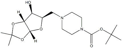 tert-butyl 4-{[(3aR,5R,6S,6aR)-6-hydroxy-2,2-dimethyl-tetrahydro-2H-furo[2,3-d][1,3]dioxol-5-yl]methyl}piperazine-1-carboxylate 구조식 이미지