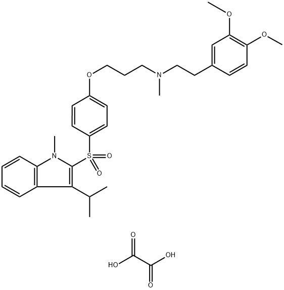 N-(3,4-Dimethoxyphenethyl)-3-(4-((3-isopropyl-1-methyl-1H-indol-2-yl)sulfonyl)phenoxy)-N-methylpropan-1-amine oxalate Structure