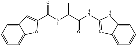 N-[1-(1H-benzimidazol-2-ylamino)-1-oxopropan-2-yl]-1-benzofuran-2-carboxamide 구조식 이미지